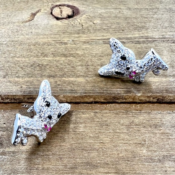 Sterling Silver Dainty Dog Earrings - Picture 3 of 3